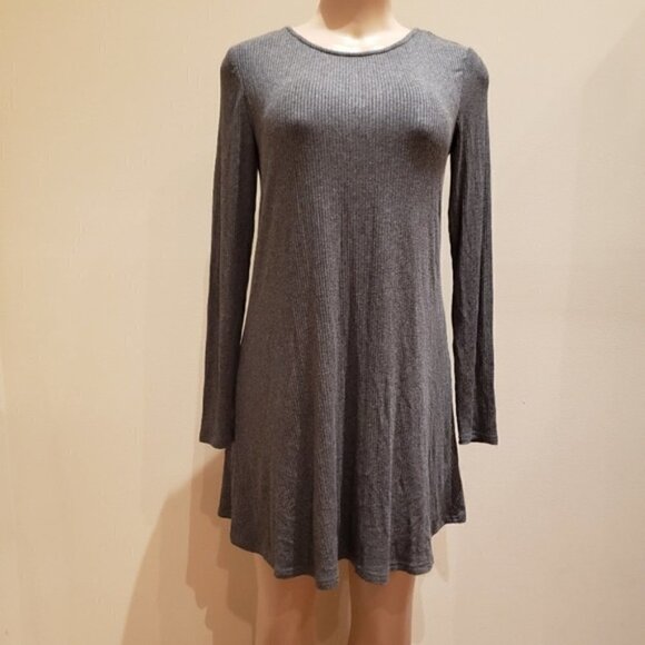 undefined Dresses & Skirts - GREY Long-Sleeved Dress Open Criss Cross Dress